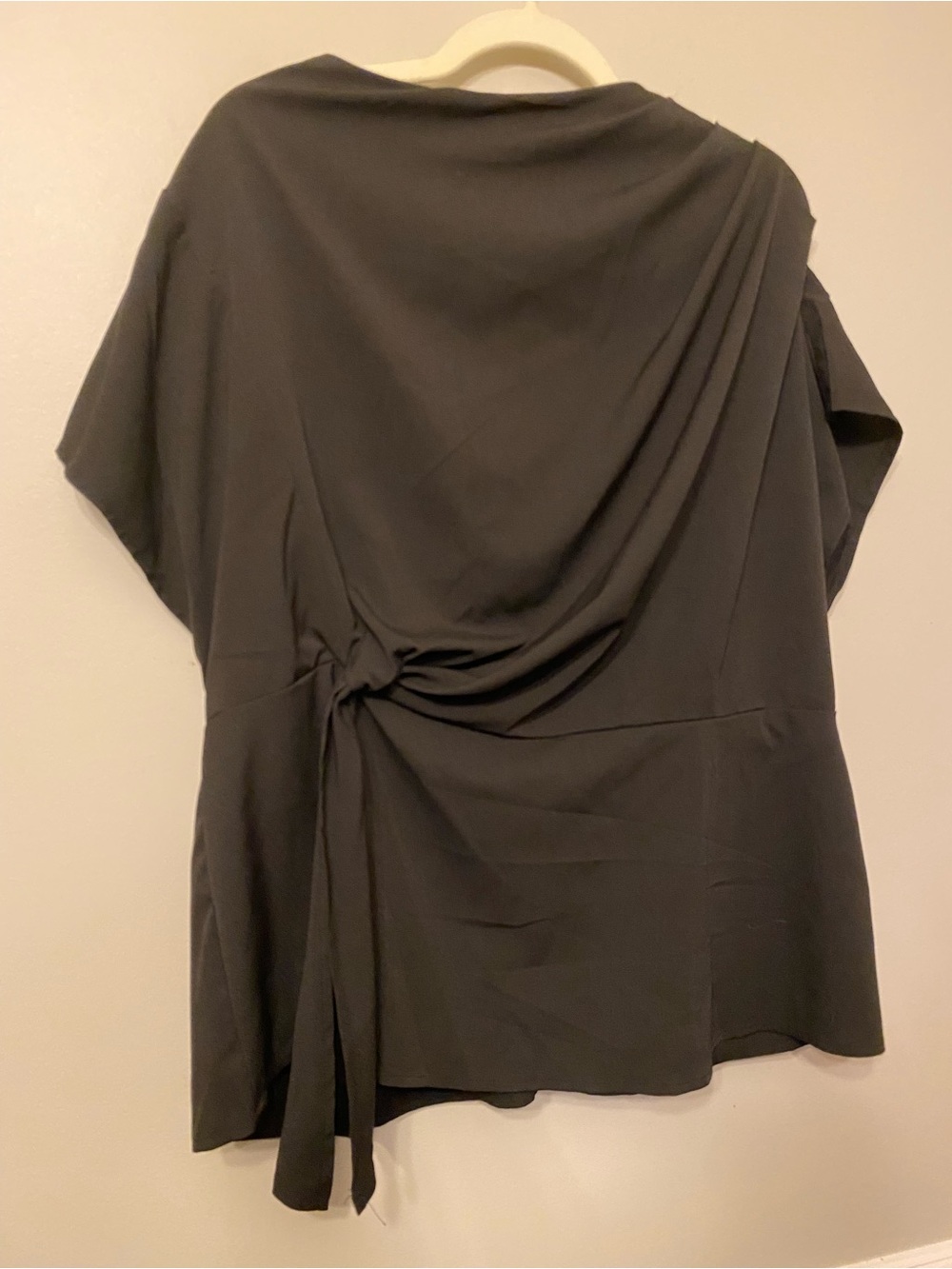 SHEIN Black Draped Side-Knot Blouse